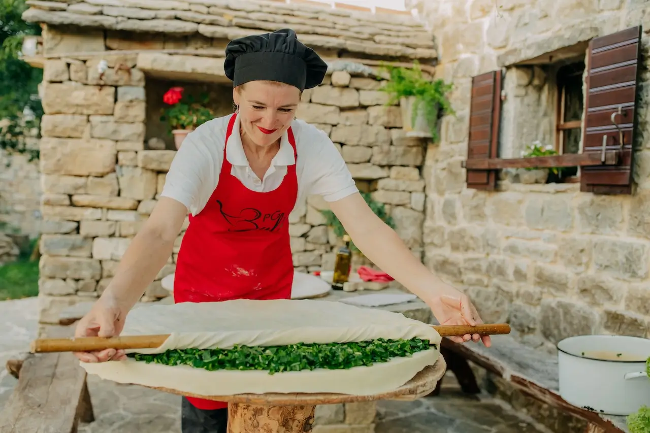 Traditional soparnik preparation