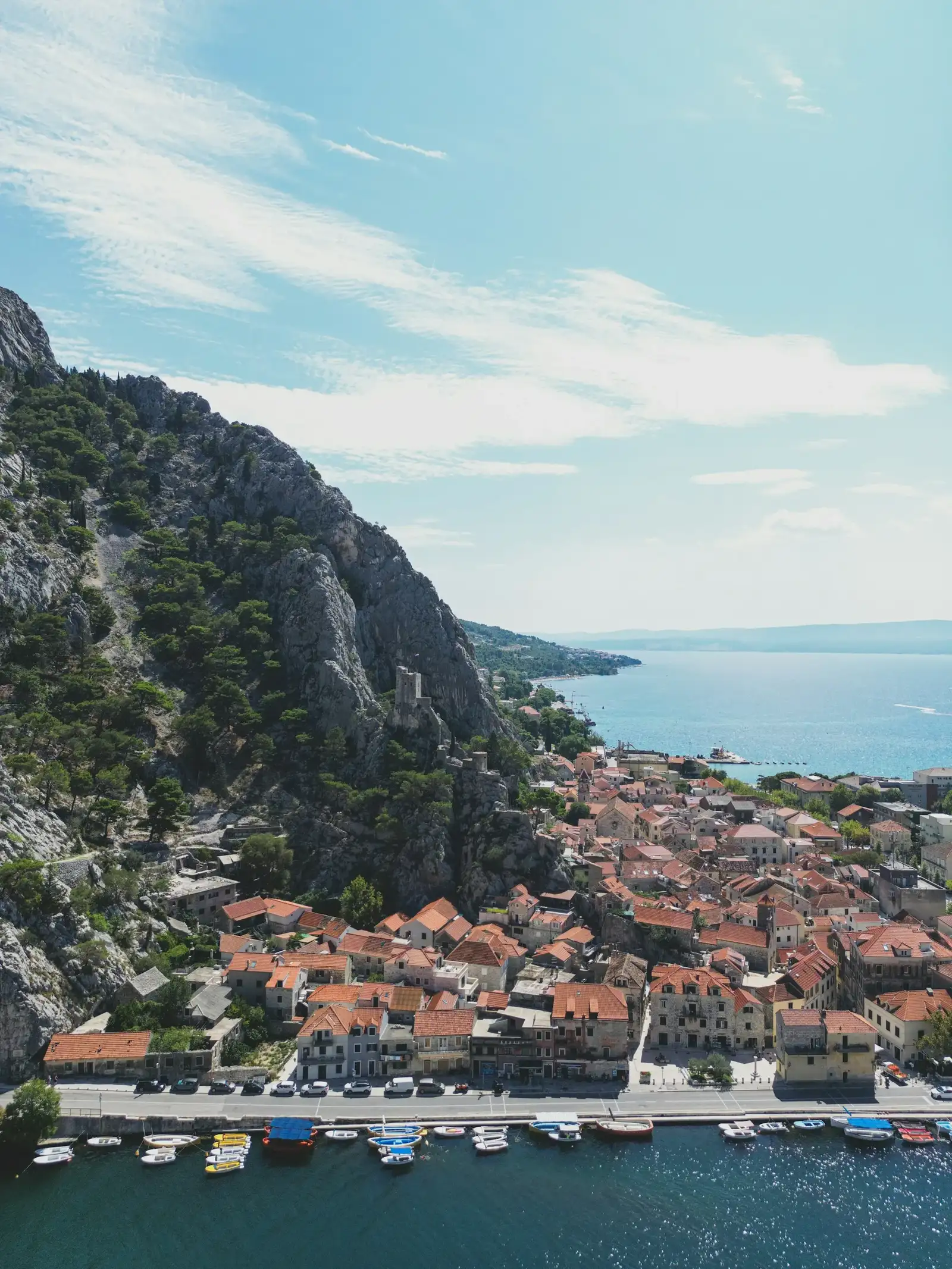 Cetina River flowing into the Adriatic at Omiš